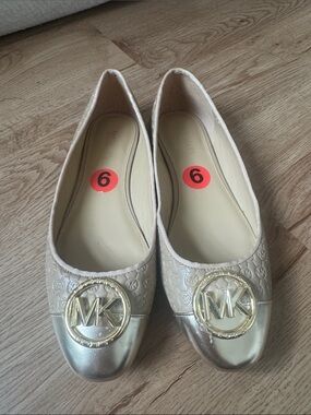 Michael Kors Metallic Gold Logo Ballet Flats